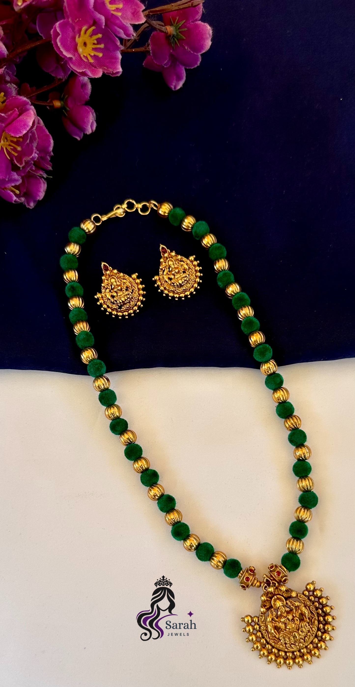 Lakshmi Attigai - Velvet Beads Necklace