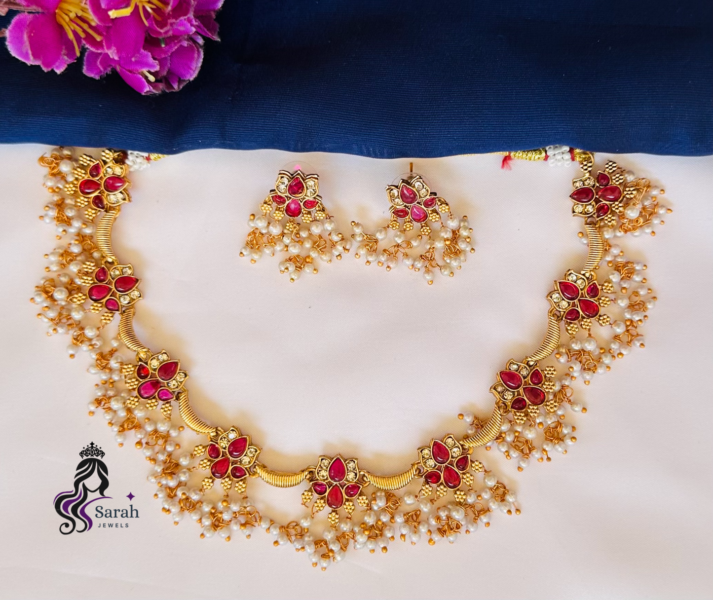 Red Lotus Pearl Necklace